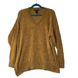 ms. Maggie Sweater Women Size 3X V-Neck Comfy Mustard Brown Oversized‎